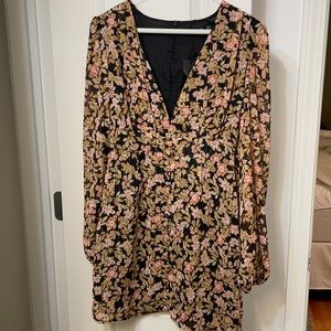 Floral V Neck Fitted Mini Dress